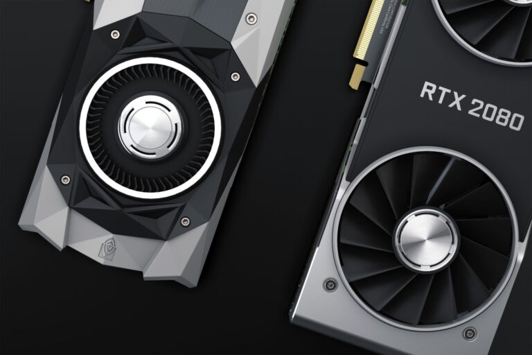 Dwie karty graficzne RTX 2080 z wentylatorami chłodzenia